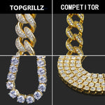 TOPGRILLZ 12mm Tennis Bracelet Square CZ Stone Men's Hip Hop Jewelry Copper Material Gold Silver Color Iced Out CZ Link 7 8 Inch