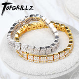 TOPGRILLZ 12mm Tennis Bracelet Square CZ Stone Men's Hip Hop Jewelry Copper Material Gold Silver Color Iced Out CZ Link 7 8 Inch