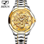 Dragon Skeleton Automatic Mechanical Watches For Men Wrist Watch Stainless Steel Strap Gold Clock 30m Waterproof Mens watch 8840