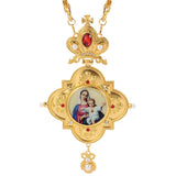 Religious Virgin Mary Jesus Pectoral Orthodox Chain Necklace Gold Plated Jewelry Greek Type Bishop Encolpion Cross for Bishops