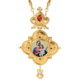 Religious Virgin Mary Jesus Pectoral Orthodox Chain Necklace Gold Plated Jewelry Greek Type Bishop Encolpion Cross for Bishops