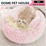 Foldable Pet Cat Bed 2 In 1 Round Dog Winter Warm House 50cm Soft Long Plush Sleeping Bed for Small Dogs Nest Product Supplies