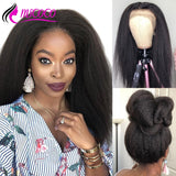 MSCOCO Kinky Straight Wig 13x6 Lace Front Human Hair Wigs Remy 360 Lace Frontal Wig 200 Density Italian Yaki Human Hair Wig