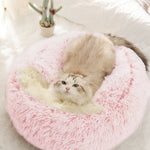 Foldable Pet Cat Bed 2 In 1 Round Dog Winter Warm House 50cm Soft Long Plush Sleeping Bed for Small Dogs Nest Product Supplies