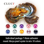 CLUCI 50pcs Akoya 7-8mm Pearls in Oysters 10 Colors Mixed Pearl Party Pack Rainbow Oysters with Akoya Pearls WP308SB
